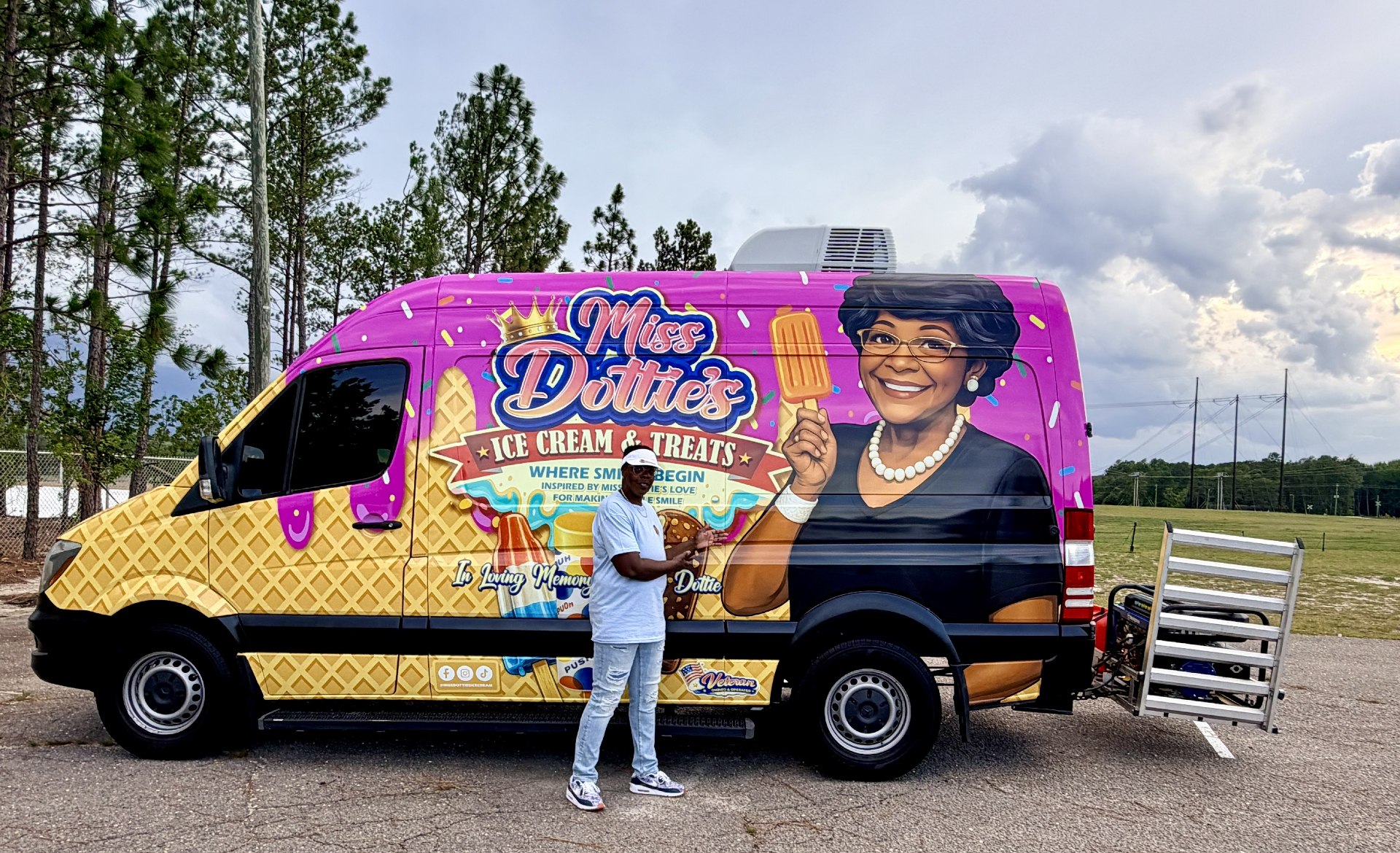 Miss Dottie's pink and yellow ice cream truck